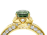Yellow gold Fancy Green Radiant  Halo Split Shank Pave Diamond Ring with Petal Prong Setting_24