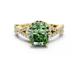 Yellow gold Fancy Green Radiant  Halo Twist Band Solitaire Prong Setting Ring_64