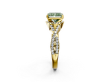 Yellow gold Fancy Green Radiant  Halo Twist Band Solitaire Prong Setting Ring_66