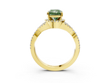Yellow gold Fancy Green Radiant  Halo Twist Band Solitaire Prong Setting Ring_67