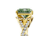 Yellow gold Fancy Green Radiant  Halo Twist Band Solitaire Prong Setting Ring_69