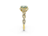 Yellow gold Fancy Green Radiant  Halo Twist Band Solitaire Ring with Six-Prong Setting_5