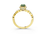 Yellow gold Fancy Green Radiant  Halo Twist Band Solitaire Ring with Six-Prong Setting_6