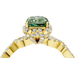 Yellow gold Fancy Green Radiant  Halo Twist Band Solitaire Ring with Six-Prong Setting_7