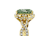 Yellow gold Fancy Green Radiant  Halo Twist Band Solitaire Ring with Six-Prong Setting_8