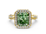 Yellow gold Fancy Green Radiant  Halo Twist Band Solitaire Ring_20