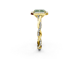 Yellow gold Fancy Green Radiant  Halo Twist Band Solitaire Ring_22