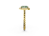 Yellow gold Fancy Green Radiant  Halo Twisted Band Four-Prong Diamond Ring_22