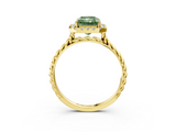 Yellow gold Fancy Green Radiant  Halo Twisted Band Four-Prong Diamond Ring_23