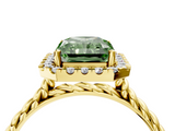 Yellow gold Fancy Green Radiant  Halo Twisted Band Four-Prong Diamond Ring_24