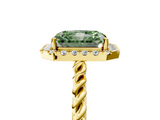 Yellow gold Fancy Green Radiant  Halo Twisted Band Four-Prong Diamond Ring_25