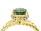 Yellow gold Fancy Green Radiant  Halo Twisted Band Four-Prong Ring_36