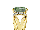 Yellow gold Fancy Green Radiant  Halo Twisted Band Four-Prong Ring_37