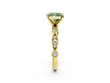 Yellow gold Fancy Green Radiant  Milgrain Bezel Diamond Engagement Ring with Solitaire Prong Setting_186