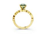 Yellow gold Fancy Green Radiant  Milgrain Bezel Diamond Engagement Ring with Solitaire Prong Setting_187