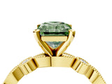 Yellow gold Fancy Green Radiant  Milgrain Bezel Diamond Engagement Ring with Solitaire Prong Setting_188