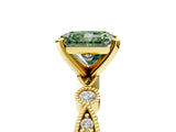 Yellow gold Fancy Green Radiant  Milgrain Bezel Diamond Engagement Ring with Solitaire Prong Setting_189