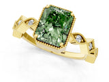 Yellow gold Fancy Green Radiant  Milgrain Marquise Diamond Twist Band Ring_63
