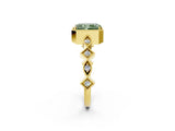 Yellow gold Fancy Green Radiant  Milgrain Marquise Diamond Twist Band Ring_64