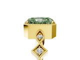 Yellow gold Fancy Green Radiant  Milgrain Marquise Diamond Twist Band Ring_67