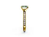 Yellow gold Fancy Green Radiant  Milgrain Pave Diamond Engagement Ring with Four-Prong Setting_150