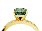 Yellow gold Fancy Green Radiant  Milgrain Pave Diamond Engagement Ring with Four-Prong Setting_152