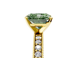 Yellow gold Fancy Green Radiant  Milgrain Pave Diamond Engagement Ring with Four-Prong Setting_153