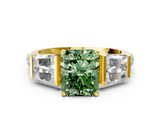 Yellow gold Fancy Green Radiant  Solitaire Baguette Side Stone Channel Set Engagement Ring_3
