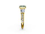 Yellow gold Fancy Green Radiant  Solitaire Baguette Side Stone Channel Set Engagement Ring_5