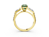 Yellow gold Fancy Green Radiant  Solitaire Baguette Side Stone Channel Set Engagement Ring_6