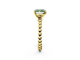 Yellow gold Fancy Green Radiant  Solitaire Beaded Band Prong Setting Ring 2