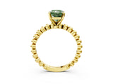 Yellow gold Fancy Green Radiant  Solitaire Beaded Band Prong Setting Ring 3