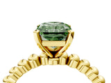 Yellow gold Fancy Green Radiant  Solitaire Beaded Band Prong Setting Ring 4