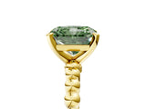 Yellow gold Fancy Green Radiant  Solitaire Beaded Band Prong Setting Ring 5