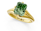 Yellow gold Fancy Green Radiant  Solitaire Beaded Band Six-Prong Setting_1