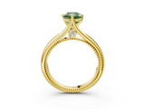 Yellow gold Fancy Green Radiant  Solitaire Beaded Band Six-Prong Setting_3