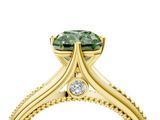 Yellow gold Fancy Green Radiant  Solitaire Beaded Band Six-Prong Setting_4