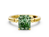 Yellow gold Fancy Green Radiant  Solitaire Beaded Band with Four-Prong Setting_30