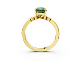 Yellow gold Fancy Green Radiant  Solitaire Beaded Band with Four-Prong Setting_33