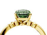 Yellow gold Fancy Green Radiant  Solitaire Beaded Band with Four-Prong Setting_34