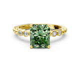 Yellow gold Fancy Green Radiant  Solitaire Bezel Accent Diamond Engagement Ring with Beaded Band and Four-Prong Setting_38