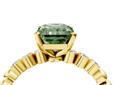 Yellow gold Fancy Green Radiant  Solitaire Bezel Accent Diamond Engagement Ring with Beaded Band and Four-Prong Setting_42
