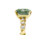 Yellow gold Fancy Green Radiant  Solitaire Bezel Accent Diamond Engagement Ring with Beaded Band and Four-Prong Setting_43