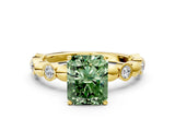 Yellow gold Fancy Green Radiant  Solitaire Bezel-Set Diamond Ring with Beaded Band and Four-Prong Setting_32