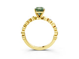 Yellow gold Fancy Green Radiant  Solitaire Bezel-Set Diamond Ring with Beaded Band and Four-Prong Setting_35