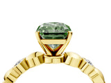Yellow gold Fancy Green Radiant  Solitaire Bezel-Set Diamond Ring with Beaded Band and Four-Prong Setting_36