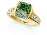 Yellow gold Fancy Green Radiant  Solitaire Bezel-Set Diamond Ring with Channel-Set Band_90
