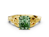 Yellow gold Fancy Green Radiant  Solitaire Celtic Knot Engagement Ring with Four-Prong Setting_42