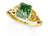 Yellow gold Fancy Green Radiant  Solitaire Celtic Knot Engagement Ring with Four-Prong Setting_43