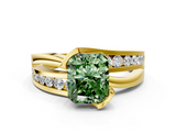 Yellow gold Fancy Green Radiant  Solitaire Channel-Set Split Shank Ring with Tension Prong Setting_3